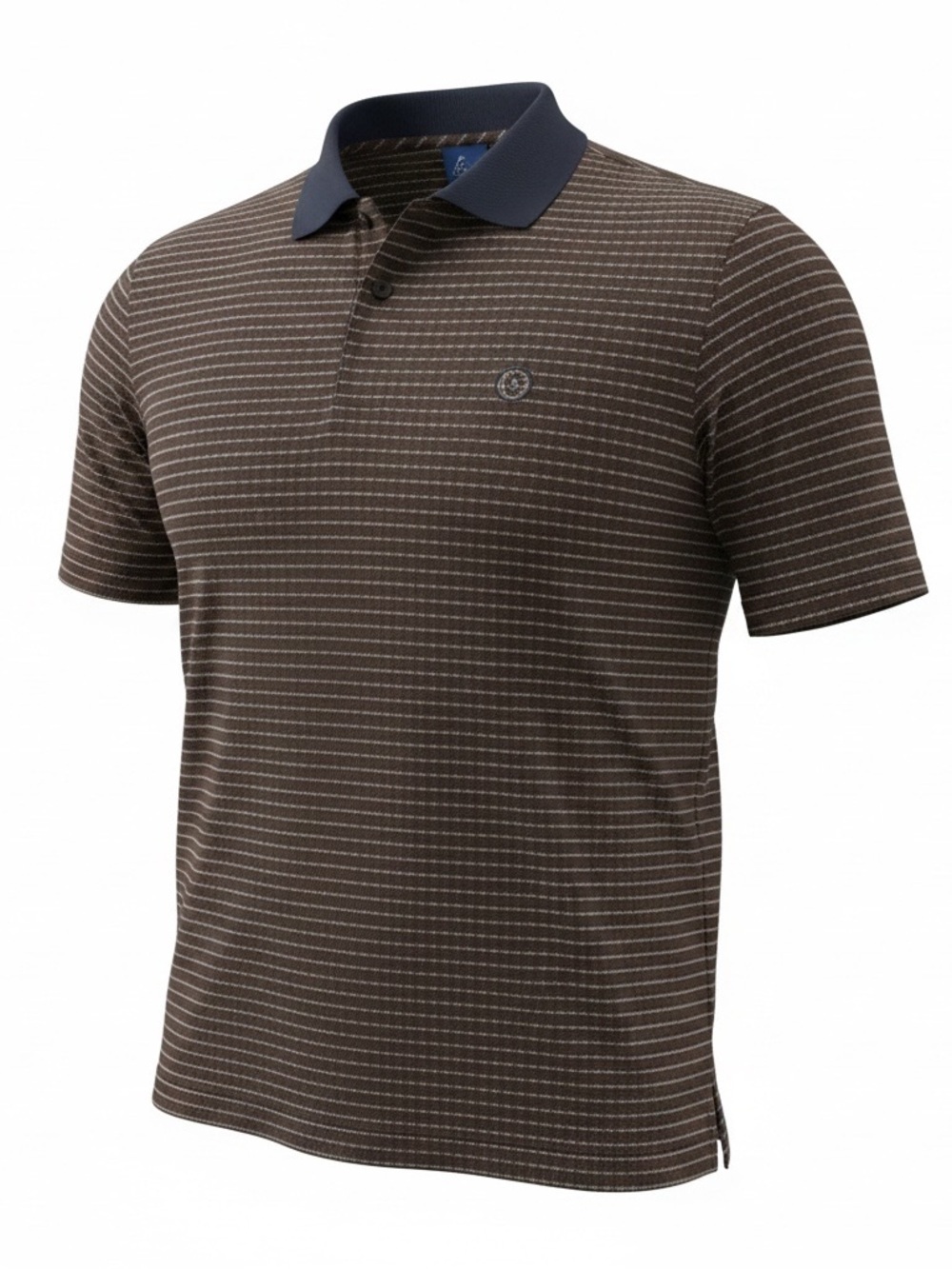 👕 Cleveland Classics Men’s Polo Shirt – Brown & Navy Micro-Stripe (XXL / TTG)